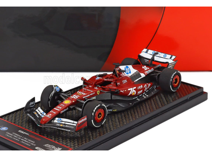 FERRARI F1 Sf-25 Team Scuderia Ferrari Hp №16 2nd Monaco Gp 75th Shell Livery (2025) Charles Leclerc, Red Black White