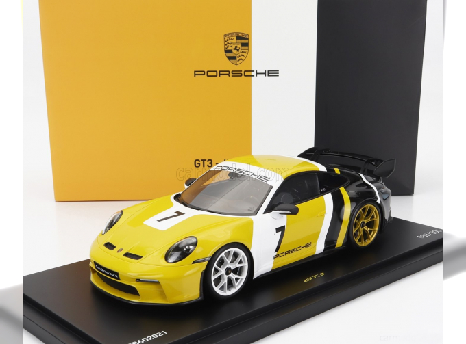 PORSCHE 911 (992) Gt3 №7 Coupe Racing (2022) Paolo Barilla - Con Vetrina - With Showcase, Yellow Black