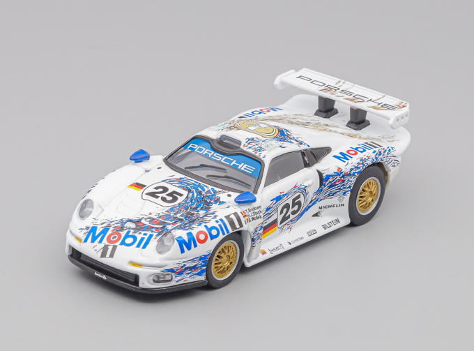 PORSCHE 911 Gt1 3.2l Turbo Team Porsche Ag Mobil1 №25 2nd 24h Le Mans (1996) Thierry Boutsen - Hans Joachim Stuck - Bob Wollek, white / blue