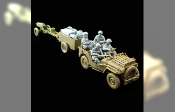 Сборная модель British Airborne 75mm Pack Howitzer & 1/4 Ton Truck w/Trailer