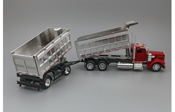 KENWORTH W900 1979 Dump Truck with Trailer, red / silver