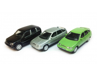 Набор из 3 моделей Волжский 2112, NIva Chevrolet, серебристый / зеленый / черный