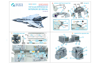 3D Декаль интерьера кабины Tornado ECR German (Italeri) (Малая версия) (с 3D-печатными деталями)