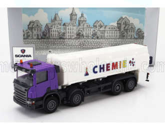 SCANIA P124.860 Tanker Truck Chemie 3-assi (1988), White Purple