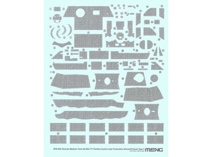 Декаль Циммерит для немецкого танка Пантера А, тип 3