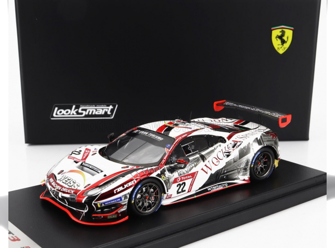 FERRARI 488 Gt3 Evo 3.9l Turbo V8 Team Wtm Phoenix Racing N22 24h Nurburgring (2021) Indy Dontje - Daniel Keilwitz - Jochen Krumbach - Georg Weiss, White Red Black