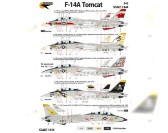 Декаль F-14A Tomcat, 5 marking options: VF-1, VF-142, VF-211, VF-21, VF-84.