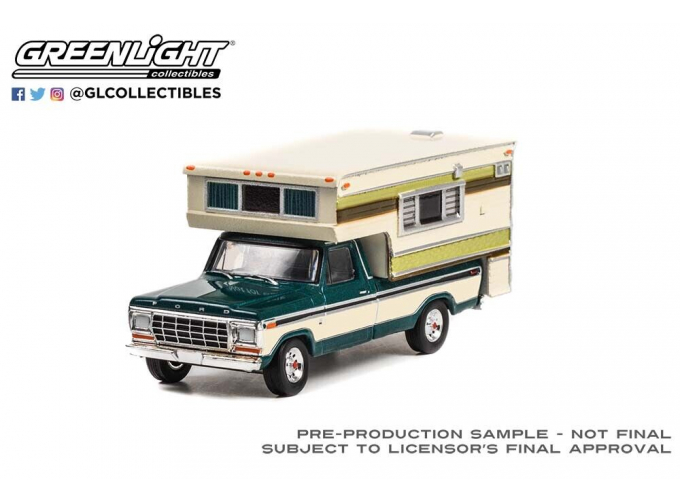 FORD F-250 Camper (1978) Dark Jade Metallic & Wimbledon White