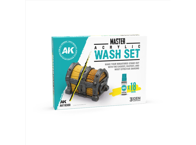 Набор смывок Master Acrylic - Полный набор (18 цветов) / MASTER ACRYLIC WASH SET – FULL RANGE (18 COLORS)
