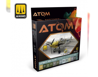 Набор акриловых красок ATOM Цвета люфтваффе времен Второй мировой войны / ATOM Luftwaffe WWII Colors Set (12 цветов)