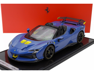 FERRARI Sf90 Xx Stradale Spider (2024) - Con Vetrina - With Showcase, Azzurro Dino - Blue Black Yellow