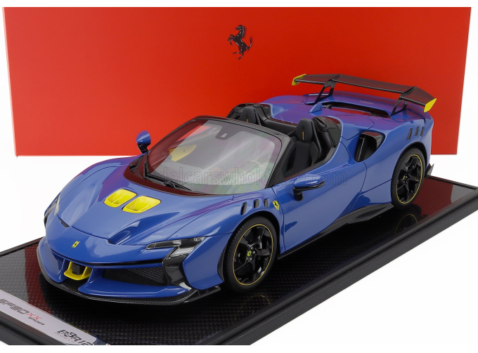FERRARI Sf90 Xx Stradale Spider (2024) - Con Vetrina - With Showcase, Azzurro Dino - Blue Black Yellow