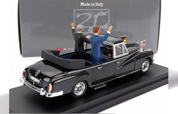 MERCEDES-BENZ 300d (w189) Cabriolet Open (1963) With Konrad Adenauer And John Fitzgerald Kennedy Figures, Black