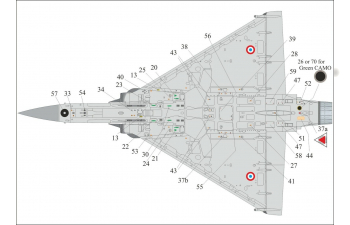 Декаль для Dassault Mirage 2000 France, тех. надписи