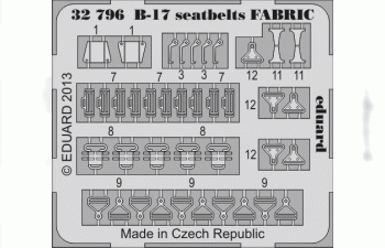 Цветное Фототравление для B-17 seatbelts FABRIC