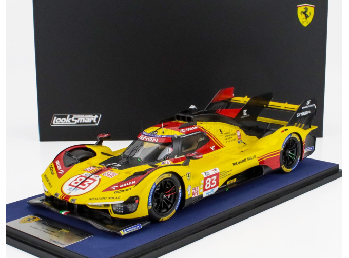 FERRARI 499p 3.0l Turbo V6 Team Af Corse №83 24h Le Mans (2024) Robert Kubica - Robert Shwartzman - Yifei Ye, Yellow Red