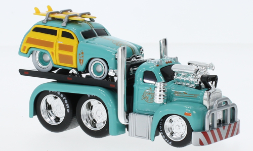 MACK B-61 Flatbed with FORD Woody (1953), turquoise