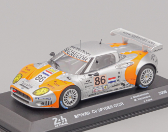 SPYKER C8 Spider Gt2r 3.8l V8 Team Spyker Squadron B.v. №86 24h Le Mans (2006) Jeroen Bleekemolen - Mike Hezemans - Jonny Kane, silver / orange