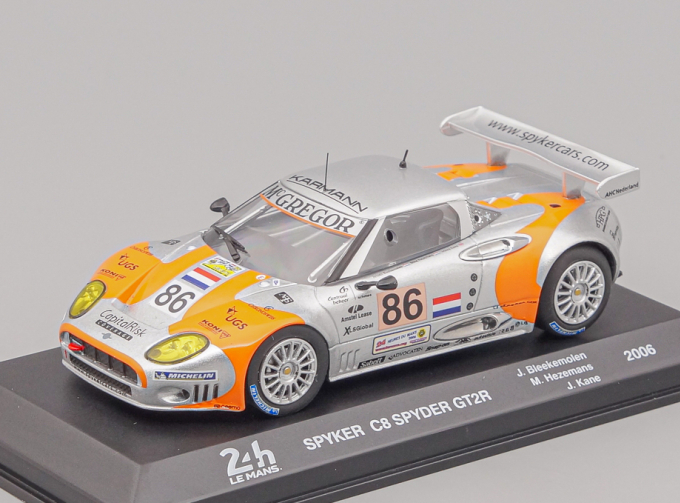 SPYKER C8 Spider Gt2r 3.8l V8 Team Spyker Squadron B.v. №86 24h Le Mans (2006) Jeroen Bleekemolen - Mike Hezemans - Jonny Kane, silver / orange