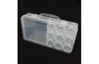 Прозрачный пластиковый ящик с 9 баночками 25.5х12.8х4.5см