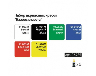 Мини-набор акриловых красок Jim Scale «Базовые цвета»