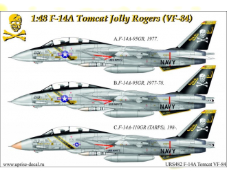 Декаль для F-14A Tomcat VF-84 Jolly Rogers, с тех. надписями