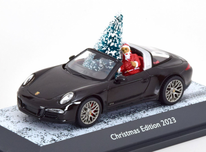 PORSCHE 911 Carrera 4 Gts Targa Christmas Edition (2023) - Con Babbo Natale - With Santa Claus Figure, Black