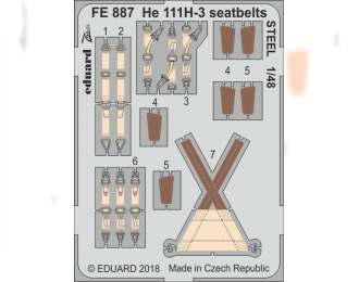 Фототравление для модели He 111H-3 seatbelts STEEL