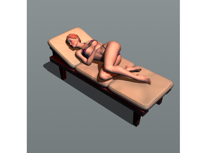 Фигура Красотка на шезлонге 5 (масштаб 1:24), окрашенная