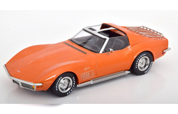 CHEVROLET Corvette C3 with removable roof parts and side pipes (1972), orange-metallic