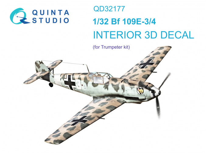 3D Декаль интерьера кабины Bf 109E3/4 (Трубач)