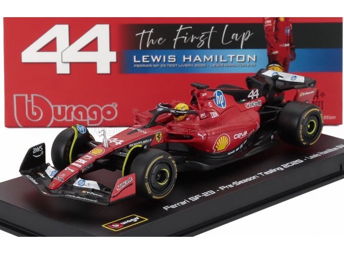 FERRARI F1 Sf-23 Team Scuderia Ferrari Hp №44 Fiorano 2025 Lewis Hamilton - Con Vetrina - With Showcase, Red Black