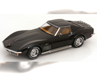 CHEVROLET Corvette C3 with removable roof parts and side pipes (1972), black