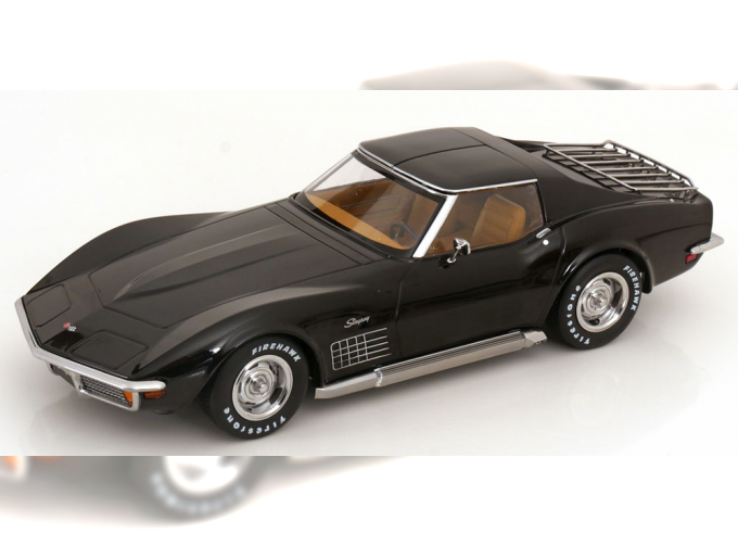 CHEVROLET Corvette C3 with removable roof parts and side pipes (1972), black