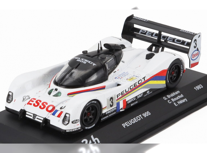 PEUGEOT 905 Evo1b 3.5l V10 Team Peugeot Talbot Sport №3 Winner 24h Le Mans (1993) Geoff Brabham - Christophe Bouchut - Eric Helary, White Black