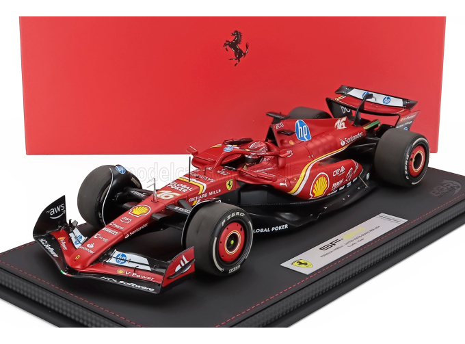 FERRARI F1 Sf-24 Team Scuderia Ferrari №16 Winner Austin Usa Gp (2024) Charles Leclerc - Con Vetrina - With Showcase, Red Black