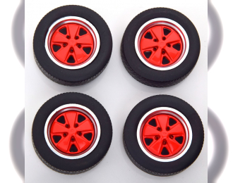 ACCESSORIES Set 4x Wheels And Rims For Porsche 911 Carrera Clubsport, Red