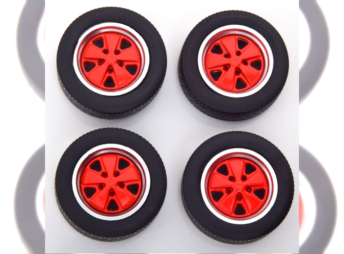 ACCESSORIES Set 4x Wheels And Rims For Porsche 911 Carrera Clubsport, Red