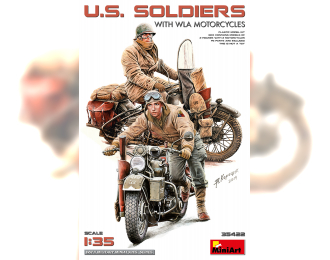 Сборная модель фигурки Солдаты Сша на мотоциклах Wla / Usa Soldiers With Wla Motorcycles 1945