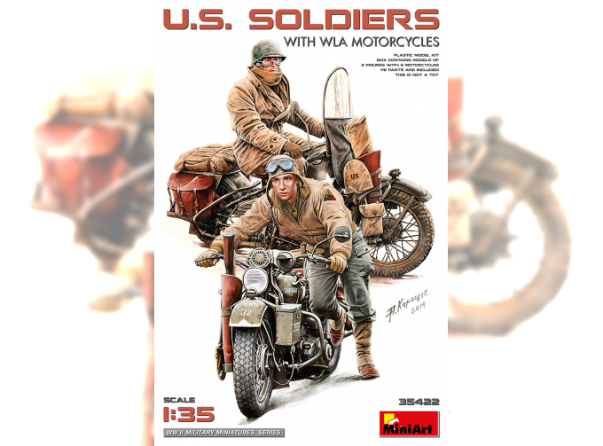 Сборная модель фигурки Солдаты Сша на мотоциклах Wla / Usa Soldiers With Wla Motorcycles 1945