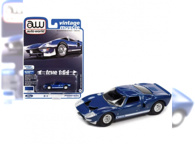 FORD GT40 MK1 (1965), Blue with White Ford G.T. Rocker Stripe