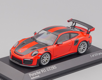 PORSCHE 911 991-2 Gt2 Rs Weissach Package 2018 - Silver Rims, Red Black