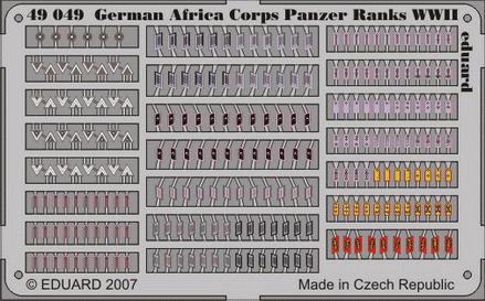 Фототравление для German Africa Corps Panzer Ranks WWII