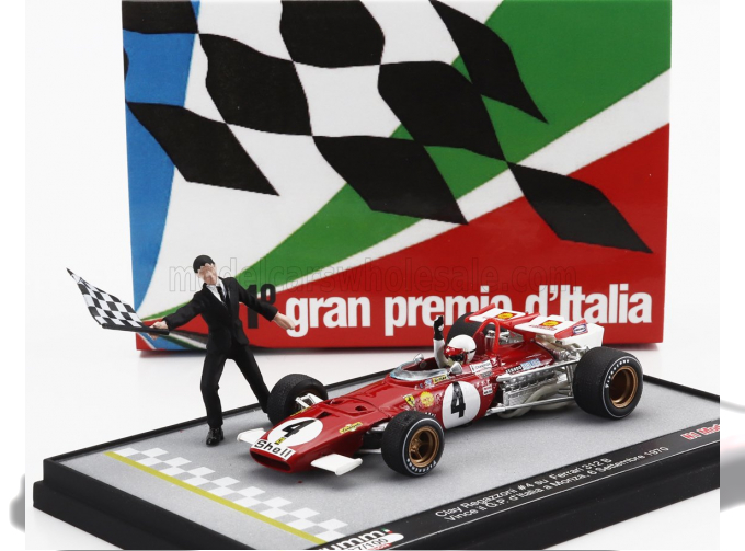 FERRARI F1 Diorama 312b №4 Winner Italy Monza Gp (1970) Clay Regazzoni With Figures, Red White