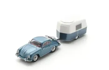 PORSCHE 356A Coupe  With Trailer Eriba Roulotte (1955), blue