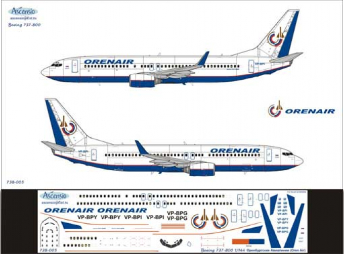 Декаль на самолет боенг 737-800 (оребургские авиалинии (Орен Айр))