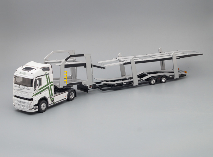 VOLVO FH4 500 TRUCK CAR TRANSPORTER (2020), WHITE GREEN SILVER