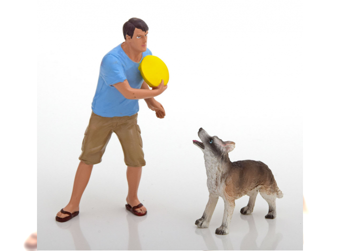 FIGUR 2er Set Mann mit Hund