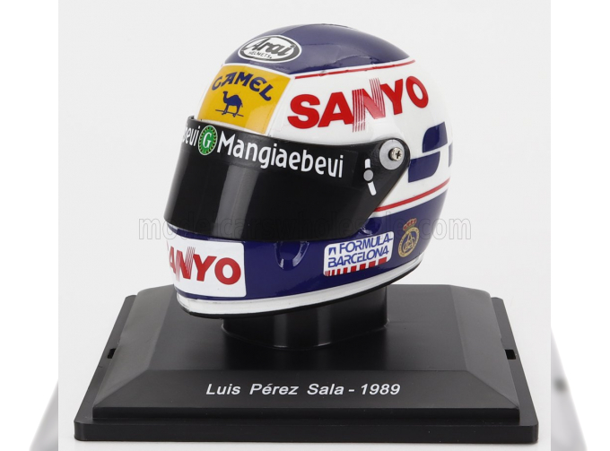 HELMET F1 Casco - Minardi M189 N24 Season (1989) Luis Perez Sala, White Blue Yellow