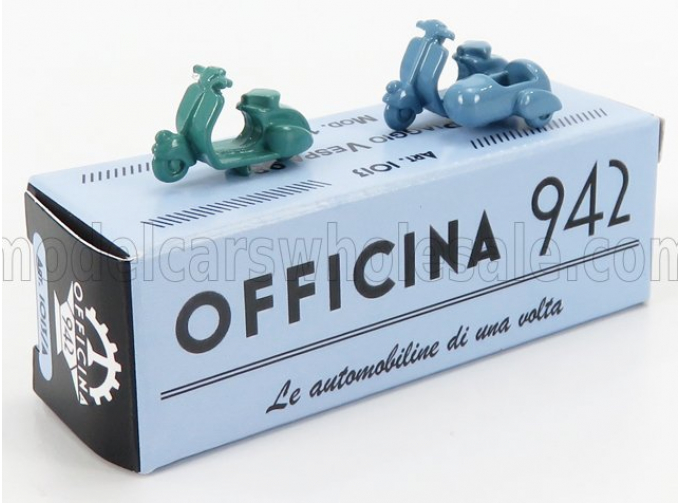 PIAGGIO Set 2x Vespa 98 + Vespa 98 Sidecar (1946), Green Light Blue